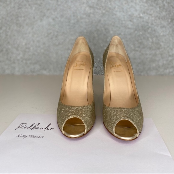 ❤️SOLD Christian Louboutin Gold Glitter Wedge - Picture 3 of 8